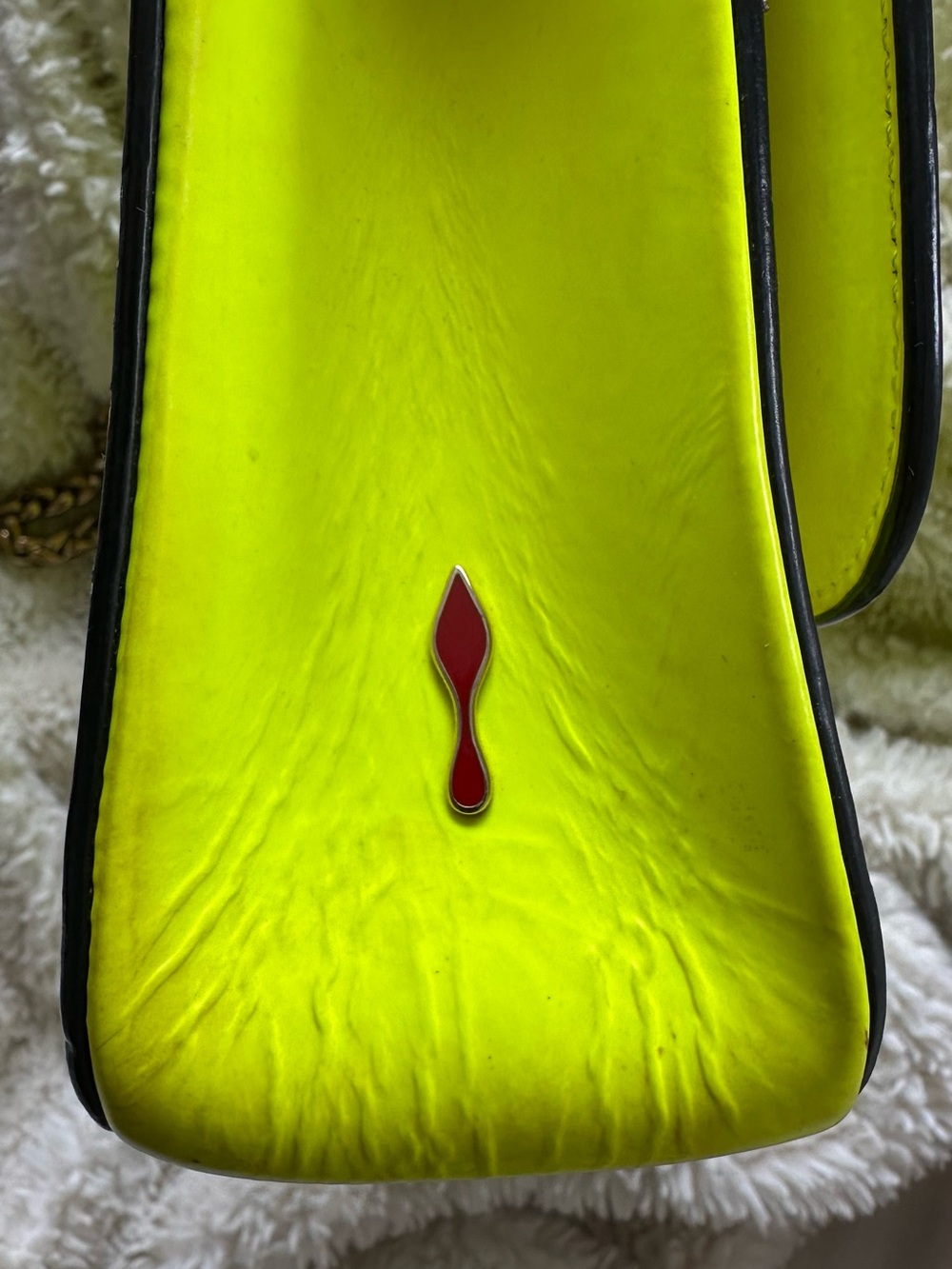 Christian Louboutin Sweet Charity studded leather neon yellow handbag - Picture 4 of 13